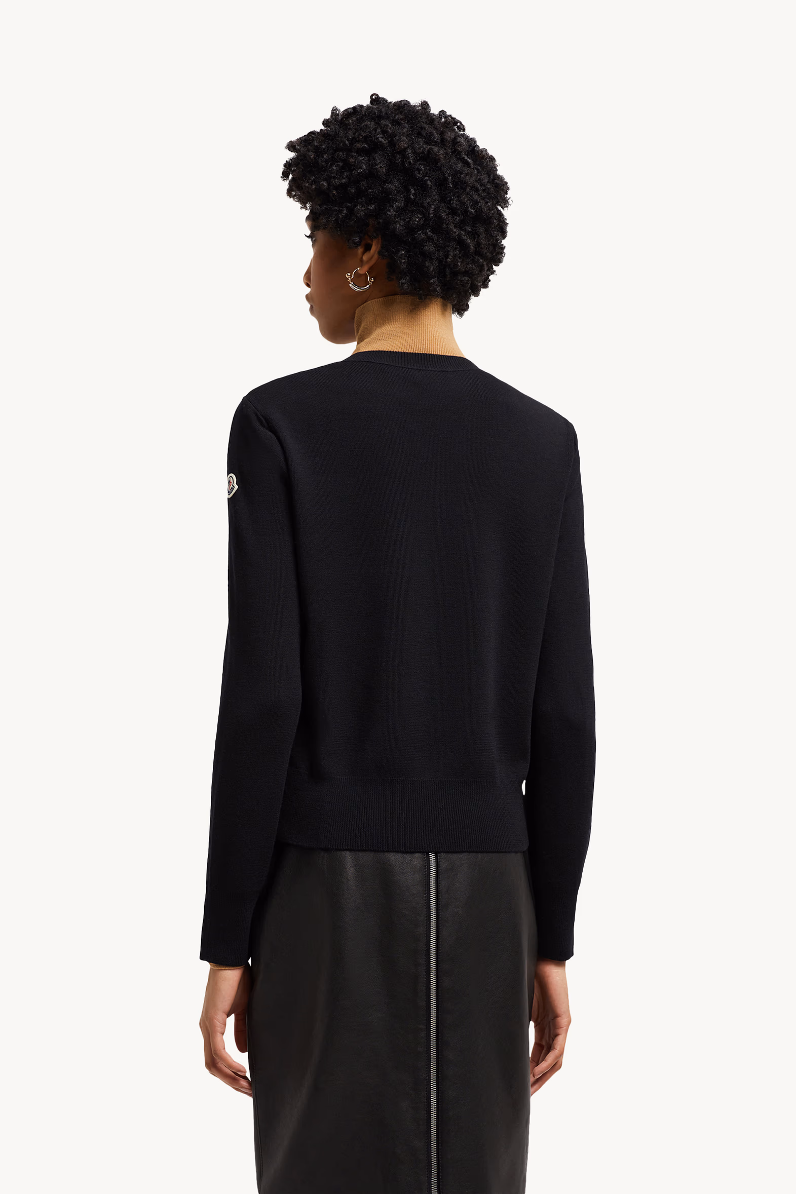 Cardigan zippé matelassé en laine Femmes Noir Moncler 5